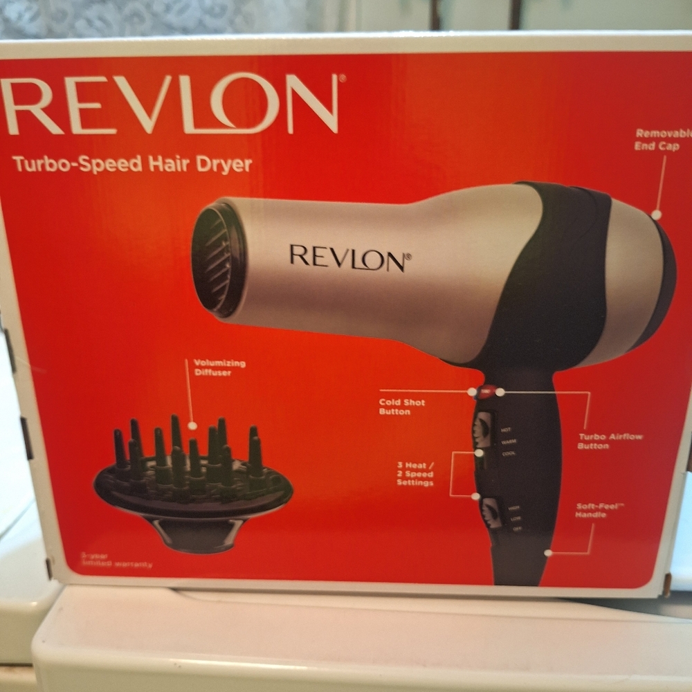 Revlon Silver and Black Turbo-Speed Hair Dryer with Diffuser